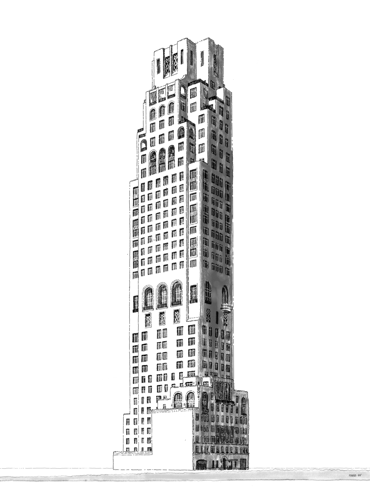 Sketch of 255 East 77th Residences in Upper East Side NYC featuring architectural excellence.